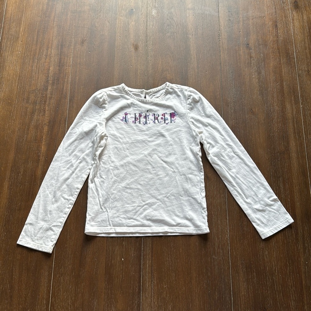 Size 8 Janie and Jack Cherie flowers long sleeve cotton tee